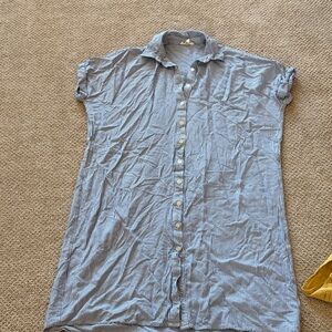 Silence + Noise Blue Striped Midi Dress